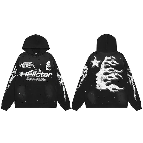 Hellstar Flame Skull Graphic Hoodie ヘルスター フレーム スカル グラフィック パーカー