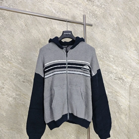 Balenciaga Stripe Color Block Zip-Up Hoodie バレンシアガ ストライプ カラーブロック ジップアップ パーカー