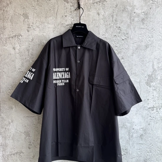 Balenciaga Property of Balenciaga Design Team Paris Text Work Shirt バレンシアガ プロパティ オブ バレンシアガ デザイン チーム パリ テキスト ワーク シャツ