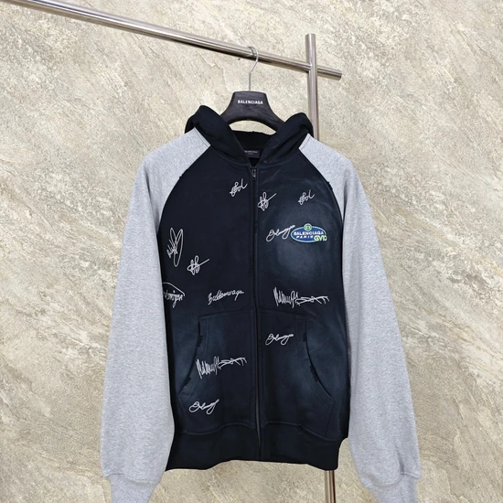Balenciaga Signature Autograph Graphic Zip-Up Hoodie バレンシアガ シグネチャー オートグラフ グラフィック ジップアップ パーカー