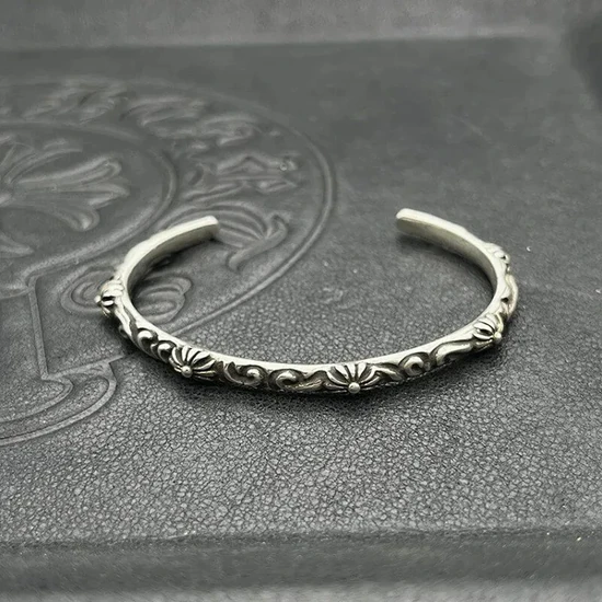 Chrome Hearts Floral Engraved Cuff Bracelet クロムハーツ フローラル エングレーブド カフ ブレスレット