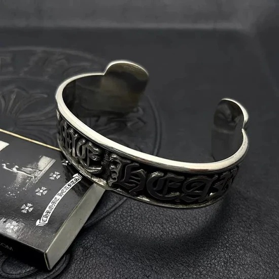 Chrome Hearts Gothic Text Engraved Cuff Bracelet クロムハーツ ゴシック テキスト エングレーブド カフ ブレスレット
