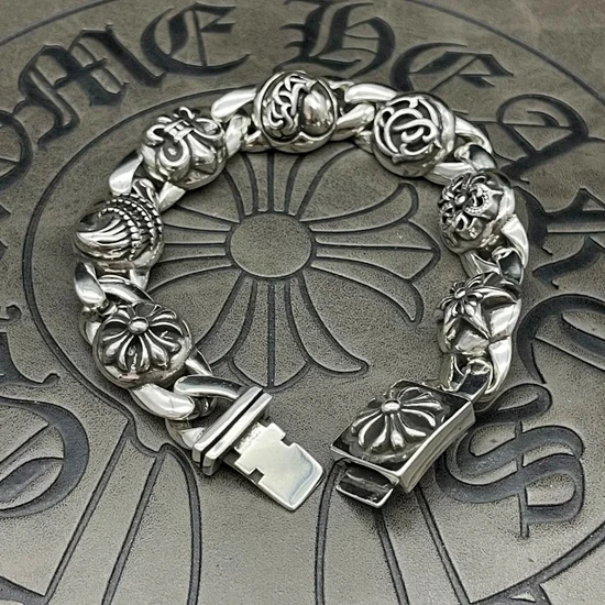 Chrome Hearts Floral Charm Link Bracelet クロムハーツ フローラル チャーム リンク ブレスレット