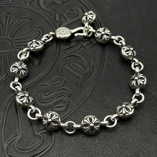 Chrome Hearts Floral Cross Link Chain Bracelet クロムハーツ フローラル クロス リンク チェーン ブレスレット