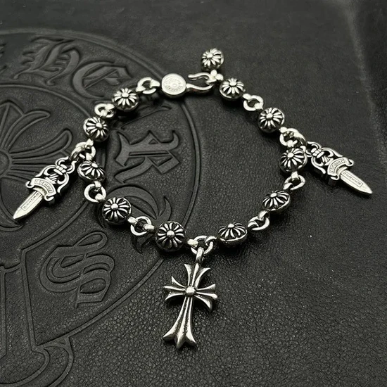 Chrome Hearts Cross Charm Spike Beaded Bracelet クロムハーツ クロス チャーム スパイク ビーデッド ブレスレット