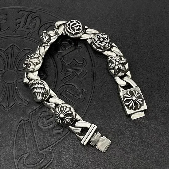 Chrome Hearts Floral Cross Motif Chain Bracelet クロムハーツ フローラル クロス モチーフ チェーン ブレスレット