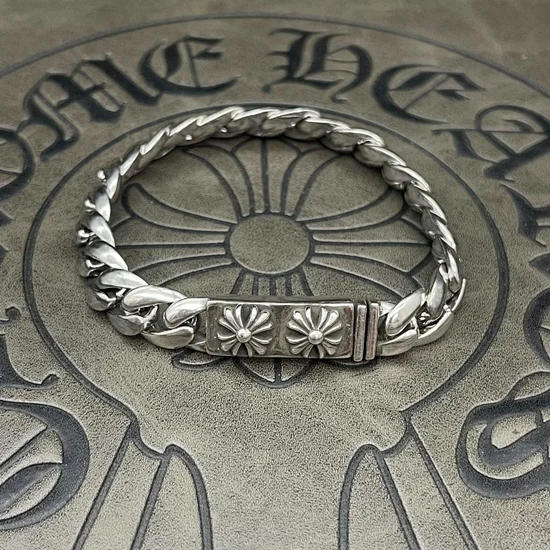 Chrome Hearts Chain Link Floral Panel Bracelet クロムハーツ チェーン リンク フローラル パネル ブレスレット