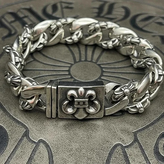 Chrome Hearts Floral Cross Link Chain Bracelet クロムハーツ フローラル クロス リンク チェーン ブレスレット