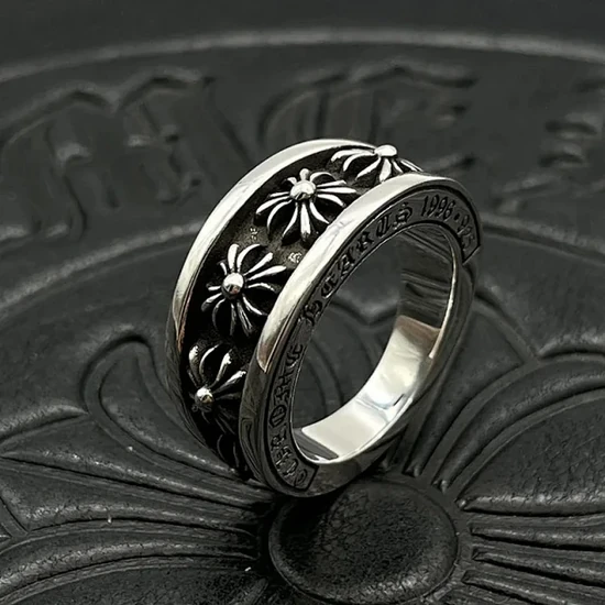 Chrome Hearts Floral Cross Band Ring クロムハーツ フローラル クロス バンド リング
