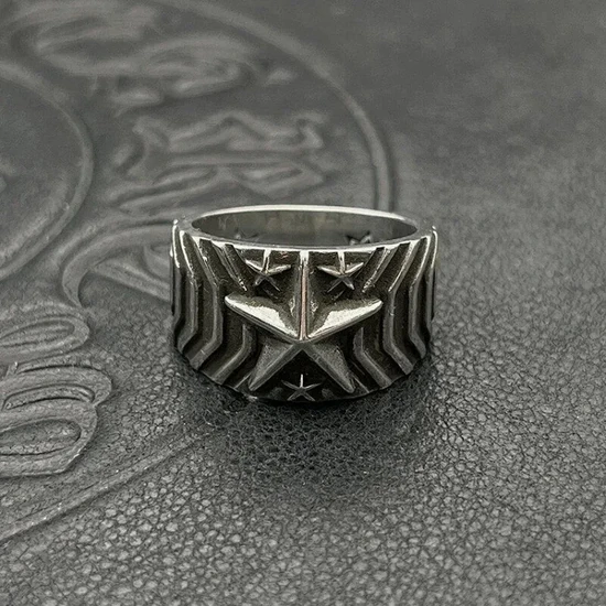 Cody Sanderson Star Striped Band Ring Silver コディ サンダーソン スター ストライプ バンド リング シルバー
