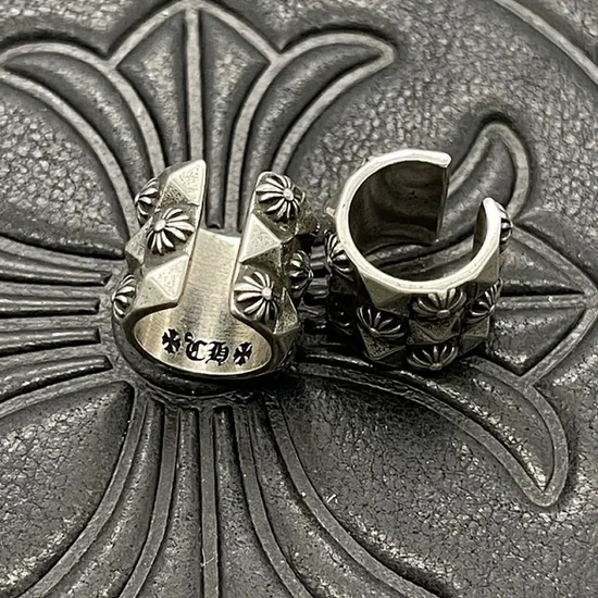 Chrome Hearts Floral Stud Band Ring Silver クロムハーツ フローラル スタッド バンド リング シルバー