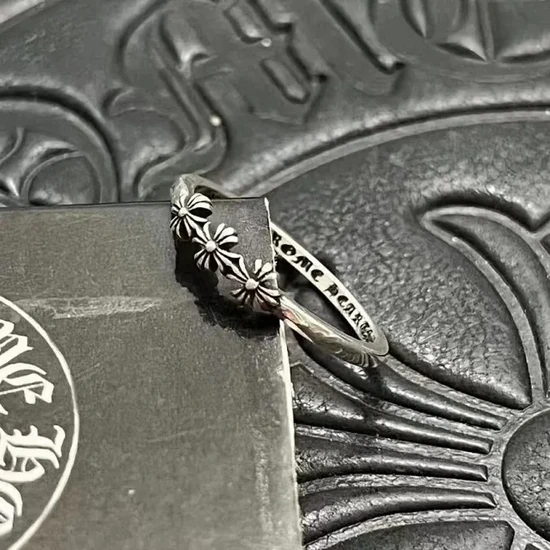 Chrome Hearts Floral Stud Band Ring Silver クロムハーツ フローラル スタッド バンド リング シルバー
