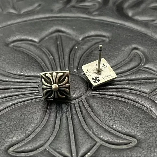 Chrome Hearts Square Stud Earrings Silver クロムハーツ スクエア スタッド ピアリング シルバー