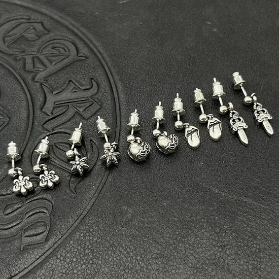 Chrome Hearts Cross Charm Drop Earrings Silver クロムハーツ クロス チャーム ドロップ ピアリング シルバー