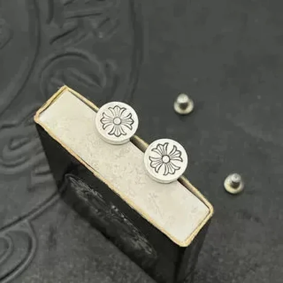 Chrome Hearts Floral Motif Stud Earrings Silver クロムハーツ フローラル モチーフ スタッド ピアリング シルバー