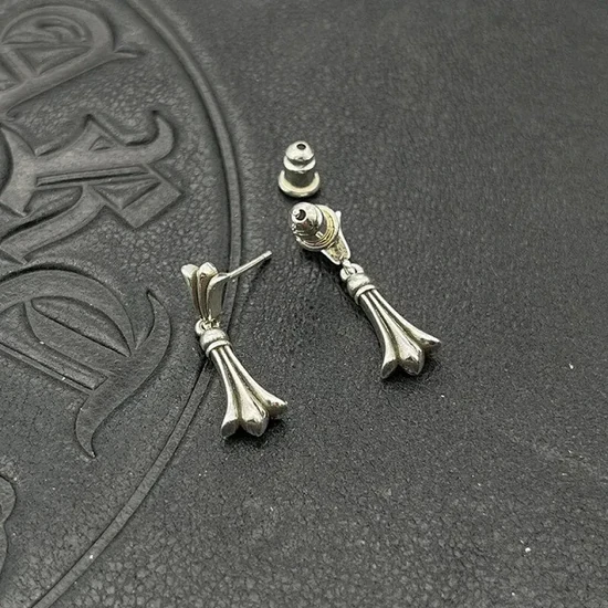 Chrome Hearts Bow Charm Drop Earrings Silver クロムハーツ ボウ チャーム ドロップ イヤリング シルバー