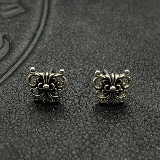 Chrome Hearts Butterfly Stud Earrings Silver クロムハーツ バタフライ スタッド ピアス シルバー