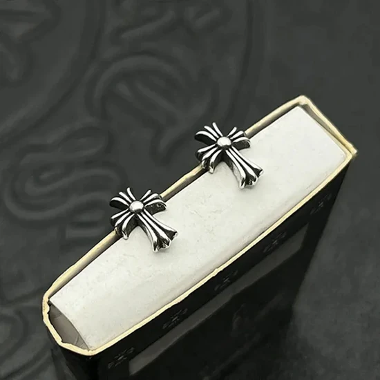 Chrome Hearts Cross Studs Earrings Silver クロムハーツ クロス スタッズ ピアリング シルバー