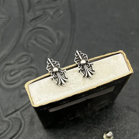 Chrome Hearts Cross Stud Earrings Silver クロムハーツ クロス スタッド ピアリング シルバー