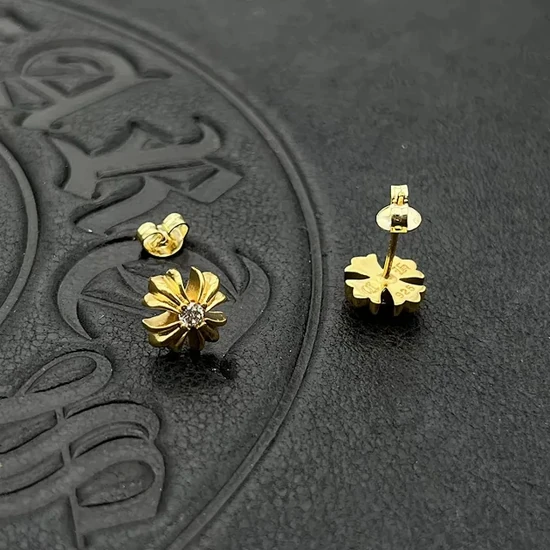 Chrome Hearts Flower Stud Earrings Gold クロムハーツ フラワー スタッド ピアリング ゴールド