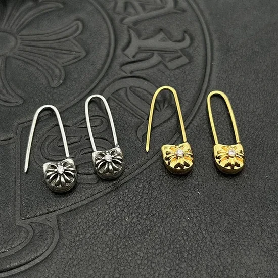 Chrome Hearts Floral Charm Safety Pin Earrings クロムハーツ フローラル チャーム セーフティピン ピアス
