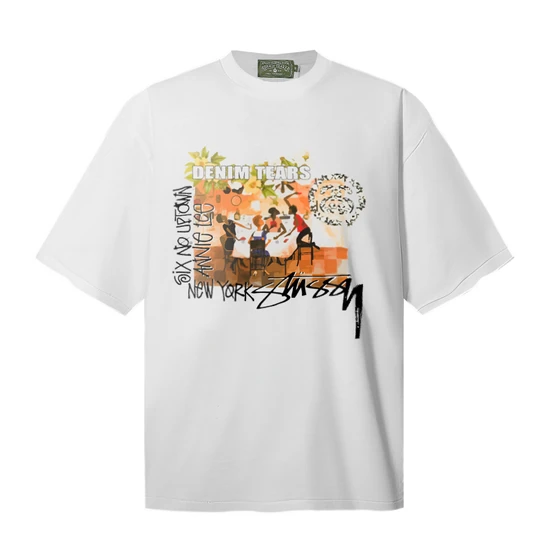Denim Tears x St?ssy Collage Graphic T-Shirt White デニム ティアーズ × ステューシー コラージュ グラフィック Tシャツ ホワイト