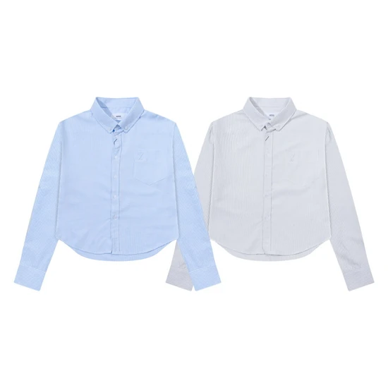 AMI Paris Ami de Coeur Ladies Cropped Shirt アミ パリス アミ ドゥ クール レディース クロップド シャツ ブラウス