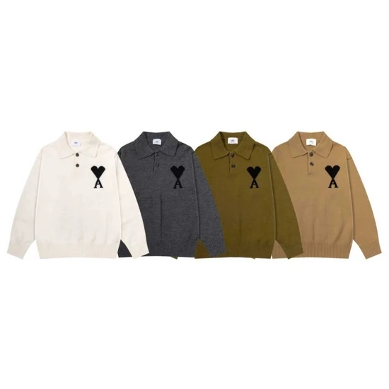 AMI Paris Ami de Coeur Polo Knit Sweater アミ パリス アミ ドゥ クール ポロ ニットセーター