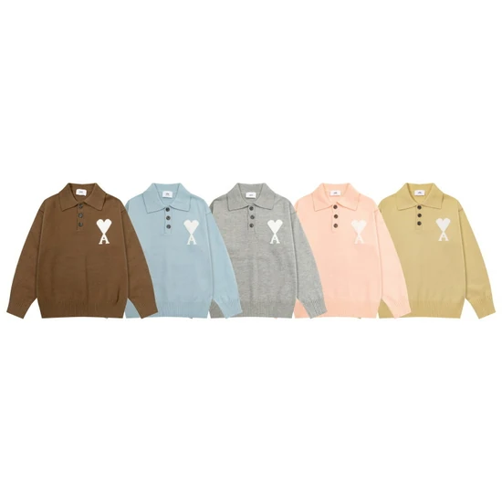 AMI Paris Ami de Coeur Polo Knit Sweater アミ パリス アミ ドゥ クール ポロ ニットセーター