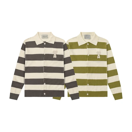 AMI Paris Ami de Coeur Border L/S Polo Shirt アミ パリス アミ ドゥ クール ボーダー 長袖 ポロシャツ