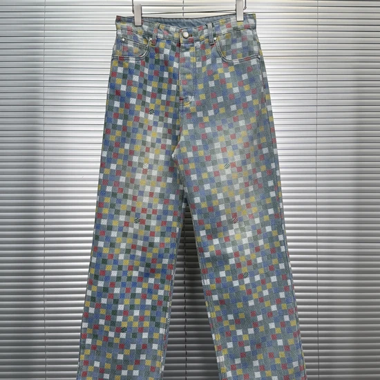 Louis Vuitton Multicolor Damier Wide-Leg Denim Pants ルイヴィトン マルチカラー ダミエ ワイドレッグ デニムパンツ