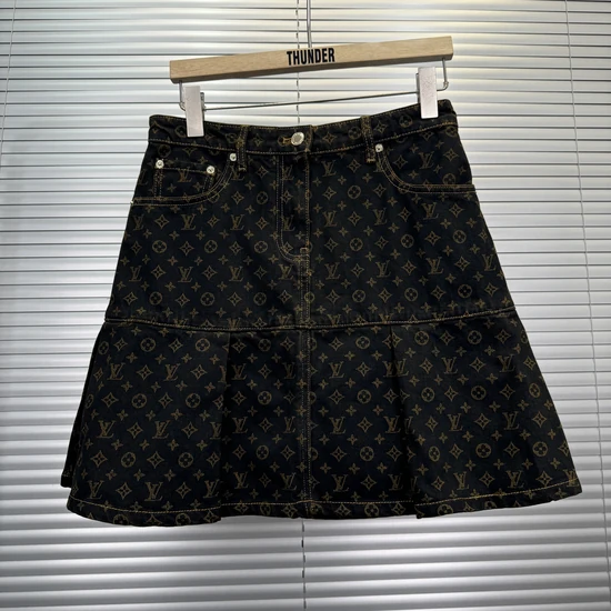 Louis Vuitton Monogram Denim Pleated Skirt ルイヴィトン モノグラムデニムプリーツスカート