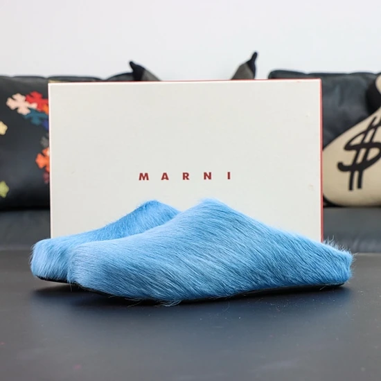 MARNI Fussbett Calf Hair Slippers Mineral Blue マルニ ファスベット カーフヘア スリッパ ミネラルブルー